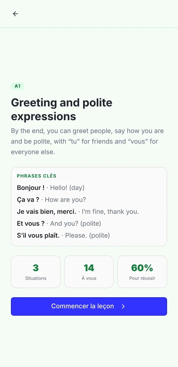 The start of a guided conversation: the goal and the key phrases